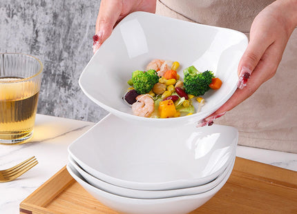 Sightday 4PCS Ceramic Pasta Bowls – White Dinner Plate Set