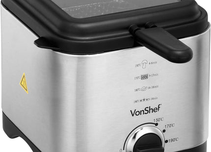 VonShef 1.5L Deep Fat Fryer – Stainless Steel Compact Fryer