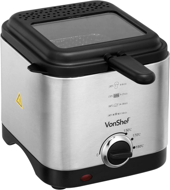 VonShef 1.5L Deep Fat Fryer – Stainless Steel Compact Fryer
