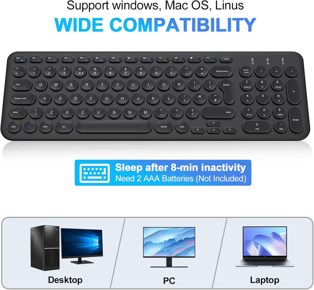 PINKCAT Wireless Ergonomic Keyboard with Number Pad