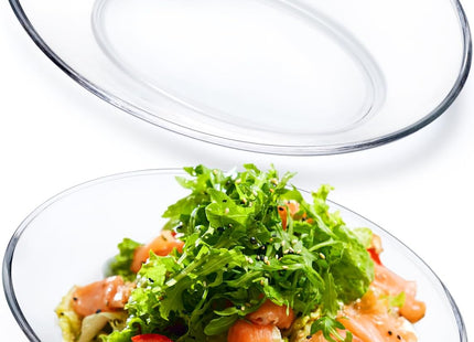 NUTRIUPS 2 Pack Small Tempered Glass Serving Plates – 7.7 x 5.5in Oval Dinner Plates