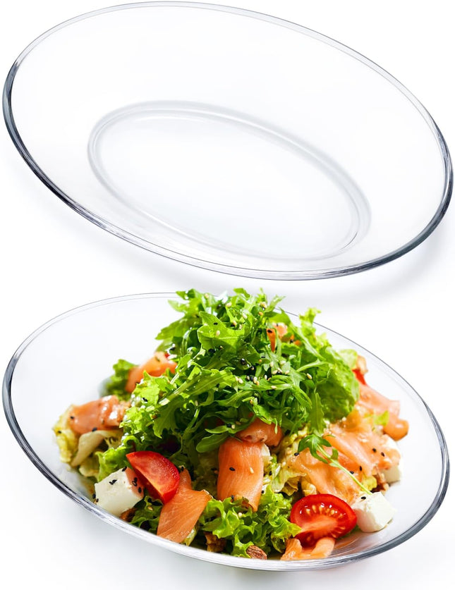 NUTRIUPS 2 Pack Small Tempered Glass Serving Plates – 7.7 x 5.5in Oval Dinner Plates