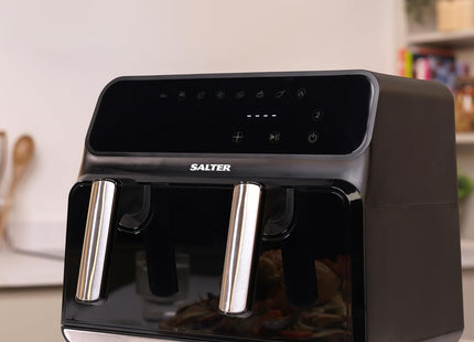 Salter Fuzion Dual Air Fryer – 8L XL Capacity with Removable Divider, 1700W