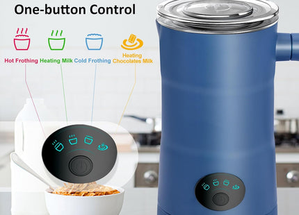 Milk Frother Electric – 4 in 1 Milk Steamer with Automatic Shut-Off – White & Blue