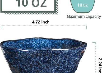 Vicrays Ceramic Small Dessert Bowls Set – 10 oz, Set of 6 – Starry Blue