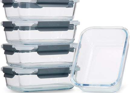 VonShef 5-Piece Glass Food Container Set – 1L Meal Prep Boxes