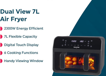 Salter Dual View Air Fryer – 7L Family Size, Removable Divider, 2300W