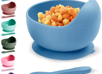 Xabono Baby Suction Plate & Spoon Set – Light Blue