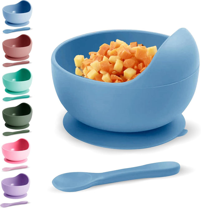Xabono Baby Suction Plate & Spoon Set – Light Blue