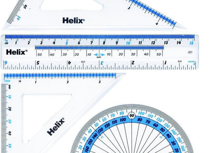 Helix 15cm Four Piece Geometry Set – Ruler, Set Squares & Protractor