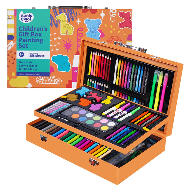 Kiddycolor Deluxe 158-Piece Kids Art Set – with Crayons, Markers, Paints & Stickers