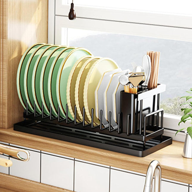 Compact Dish Drying Rack with Drainboard – Rustproof Kitchen Counter Dish Drainer