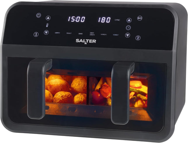 Salter Dual View Air Fryer – 7L Family Size, Removable Divider, 2300W