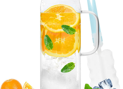 Yirilan 1.5L Borosilicate Glass Jug with Stainless Steel Lid