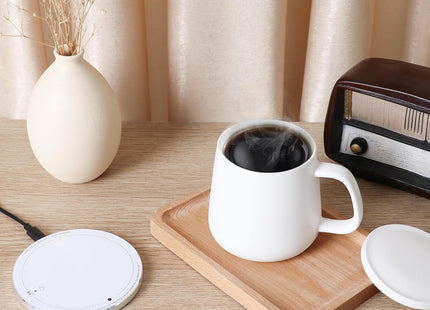 Kazumi Self-Heating Ceramic Mug – 130°F Smart Cup with 15W Wireless Charger