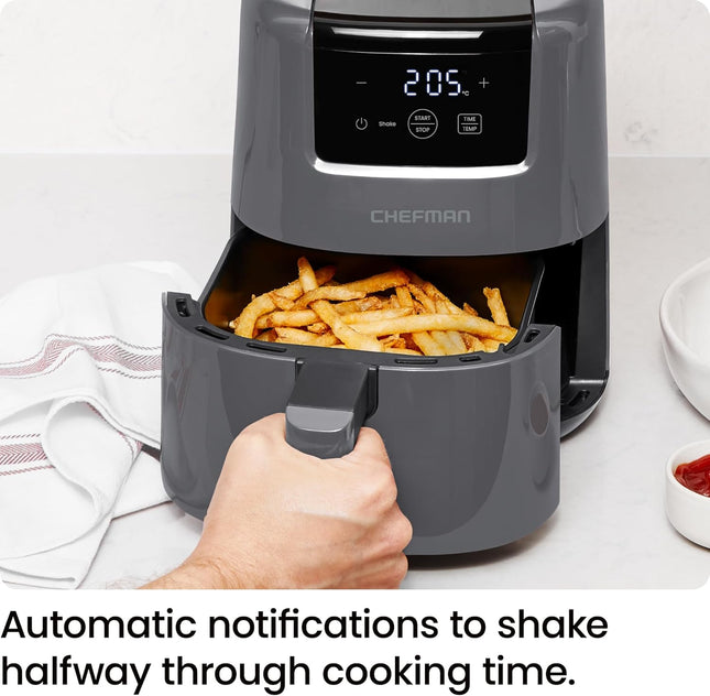 CHEFMAN TurboFry Touch 2L Air Fryer – Compact Digital Air Cooking in Grey