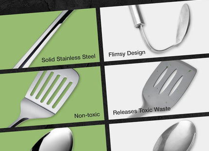 VonShef 10-Piece Kitchen Utensil Set – Stainless Steel with Storage Holder