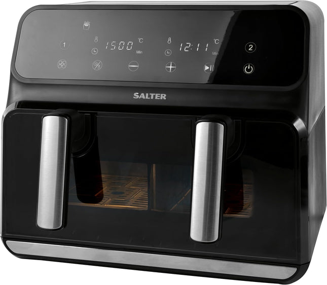 Salter Fuzion Dual Air Fryer – 8L XL Capacity with Removable Divider, 1700W