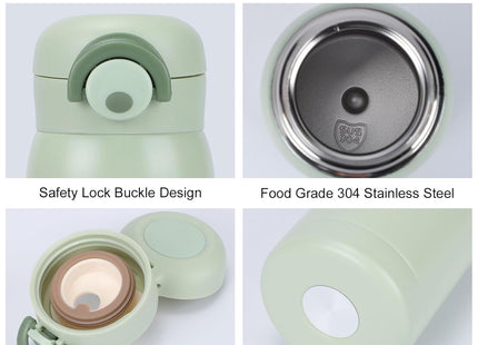 Risipu  Mini Thermos Flask with Straw for Hot and Cold Drinks – 150ml (C-Green)