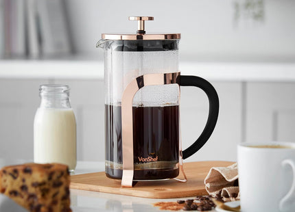 VonShef 8-Cup Cafetiere – 1L French Press Coffee Maker