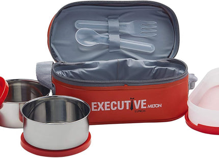 MILTON Executive Stainless Steel Lunch Box – 3-Piece Set with Fork & Spoon