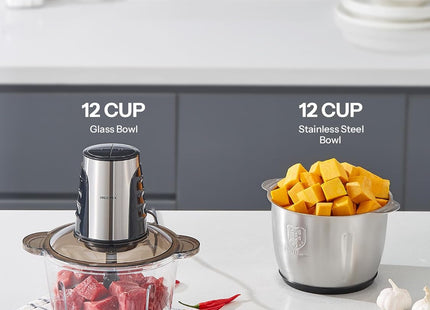 Reemix Electric Food Processor – 500W Mini Chopper with 2 x 3L Bowls