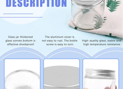 Glarks 10 and 12 Pack Glass Cosmetic Jars – 2oz, 4oz & 8oz Refillable Containers with Lids