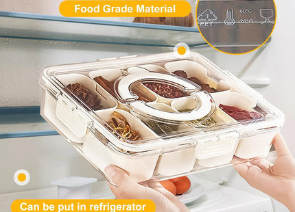 Domigard Portable Divided Serving Tray with Lid – 8 Compartment