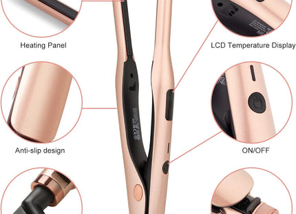 Mini Ceramic Pencil Hair Straightener – Rose Gold (For Short Hair, Pixies & Beards)