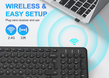 PINKCAT Wireless Ergonomic Keyboard with Number Pad
