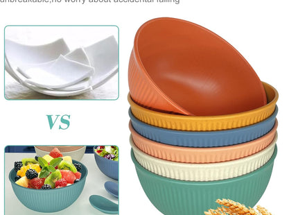 Ulrikco 7-Piece Unbreakable Plastic Bowls Set – Colorful 655ml Lightweight