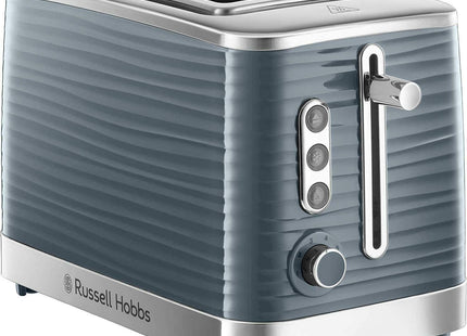Russell Hobbs Inspire 2 Slice Toaster – Grey Textured High Gloss, Wide Slots, Lift & Look, 6 Browning Settings, 1050W