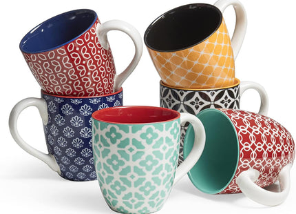 DOWAN Ceramic Coffee Mugs Set, 19oz/560ml Ceramic, Multicolor – 6 Piece