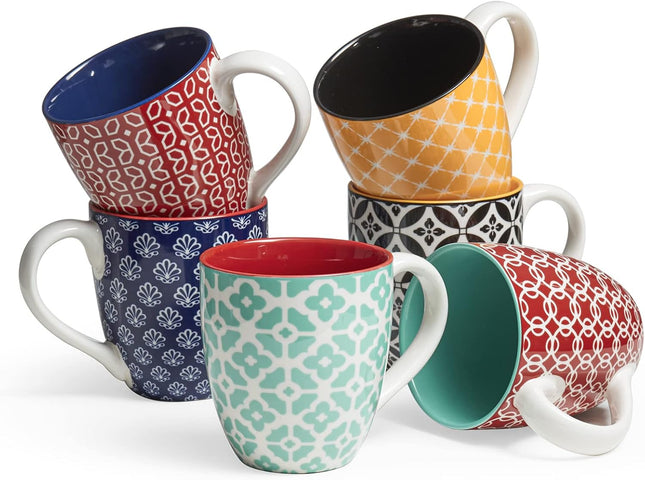 DOWAN Ceramic Coffee Mugs Set, 19oz/560ml Ceramic, Multicolor – 6 Piece