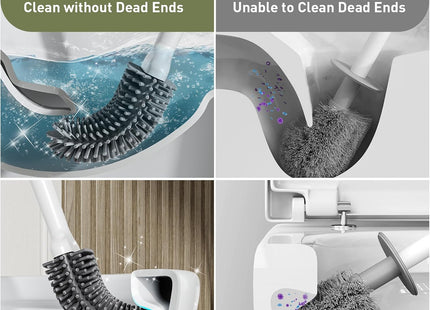 ASOBEAGE Silicone Toilet Brush with Quick-Dry Holder, Flexible Head – White