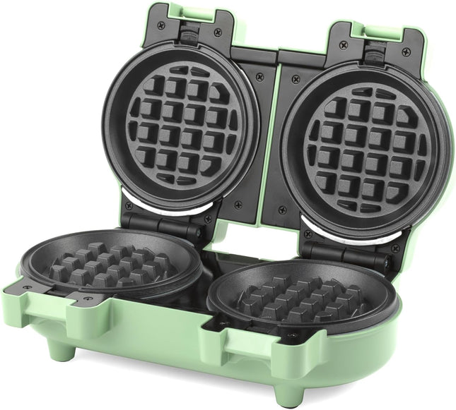 Giles & Posner Non-Stick Double Mini Waffle Maker, 11.5cm, 1100 W – Pastel Green