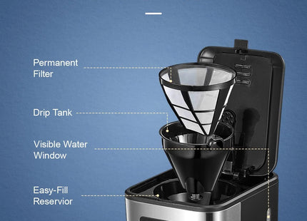 Yabano Programmable Coffee Maker – 1.5L Drip Machine with Timer
