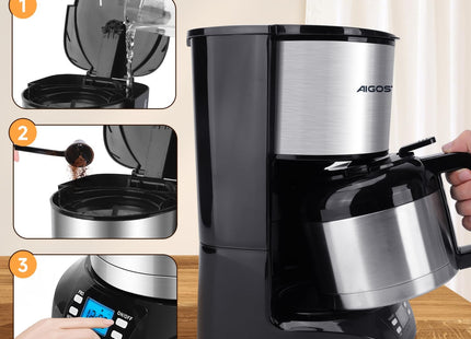 Aigostar Filter Coffee Maker – 1.2L Programmable Drip Coffee Machine