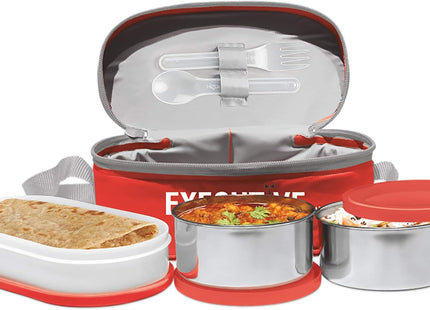 MILTON Executive Stainless Steel Lunch Box – 3-Piece Set with Fork & Spoon