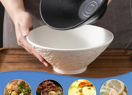 Sightday Ramen Bowl Set of 2 – 1600ml Ceramic Noodle Bowls with Spoons & Chopsticks, White XL