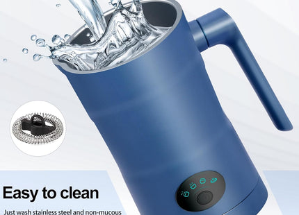 Milk Frother Electric – 4 in 1 Milk Steamer with Automatic Shut-Off – White & Blue