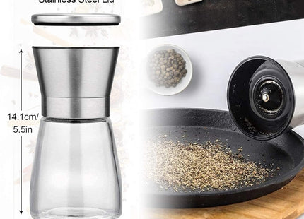 LessMo Salt & Pepper Grinder Set – 2-Piece Manual Mills with Adjustable Ceramic Grinder