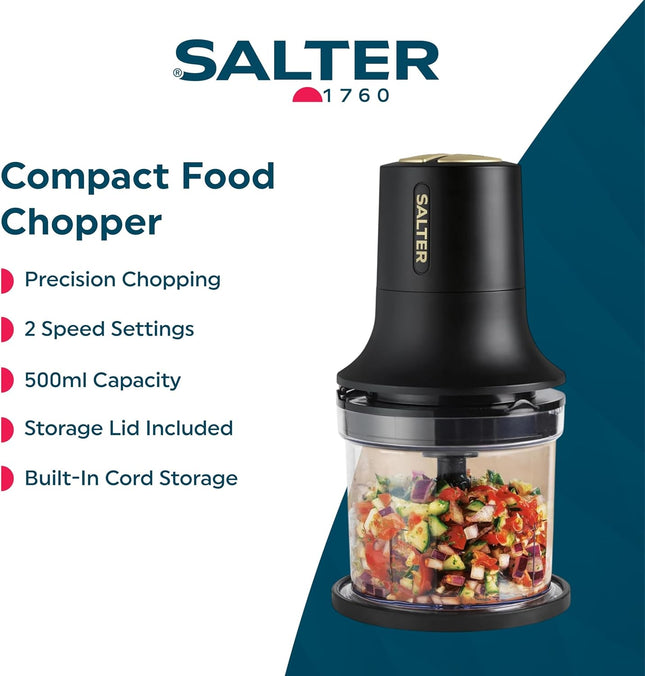 Salter Alchemy Food Chopper – 500ml, 2 Speeds, Compact 260W