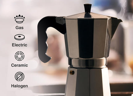 VonShef 6-Cup Stovetop Coffee Maker – 300ml Italian Espresso Moka Pot