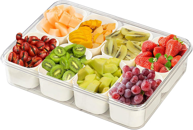Domigard Portable Divided Serving Tray with Lid – 8 Compartment