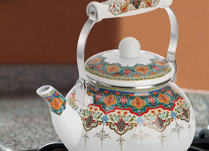 ZOOFOX Ceramic Enamel Tea Kettle – 2.6 Quart Large Floral Teapot