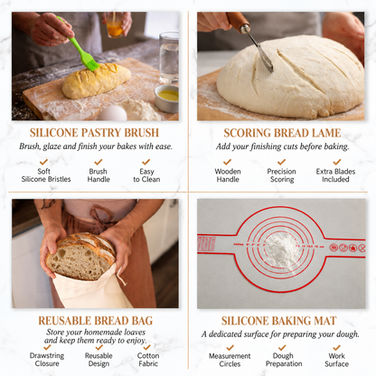 33 Piece Complete Sourdough Bread Making Kit with Proofing Baskets