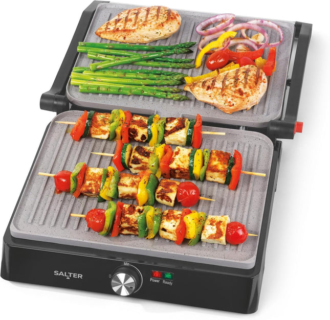 Salter Marblestone Health Grill & Panini Maker 2200W – XL Fold-Out Grill