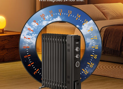 VonHaus 11 Fin Oil Filled Radiator with Timer – 2500W Electric Heater, Black