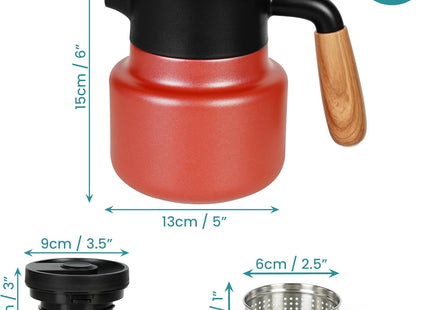BELLE VOUS 800ml Red Stainless Steel Carafe – Vacuum Insulated Coffee Jug